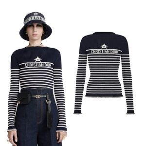 NWOT Luxury Striped Nautical Knit Sweater – Star Accent & Signature Band Graphic
